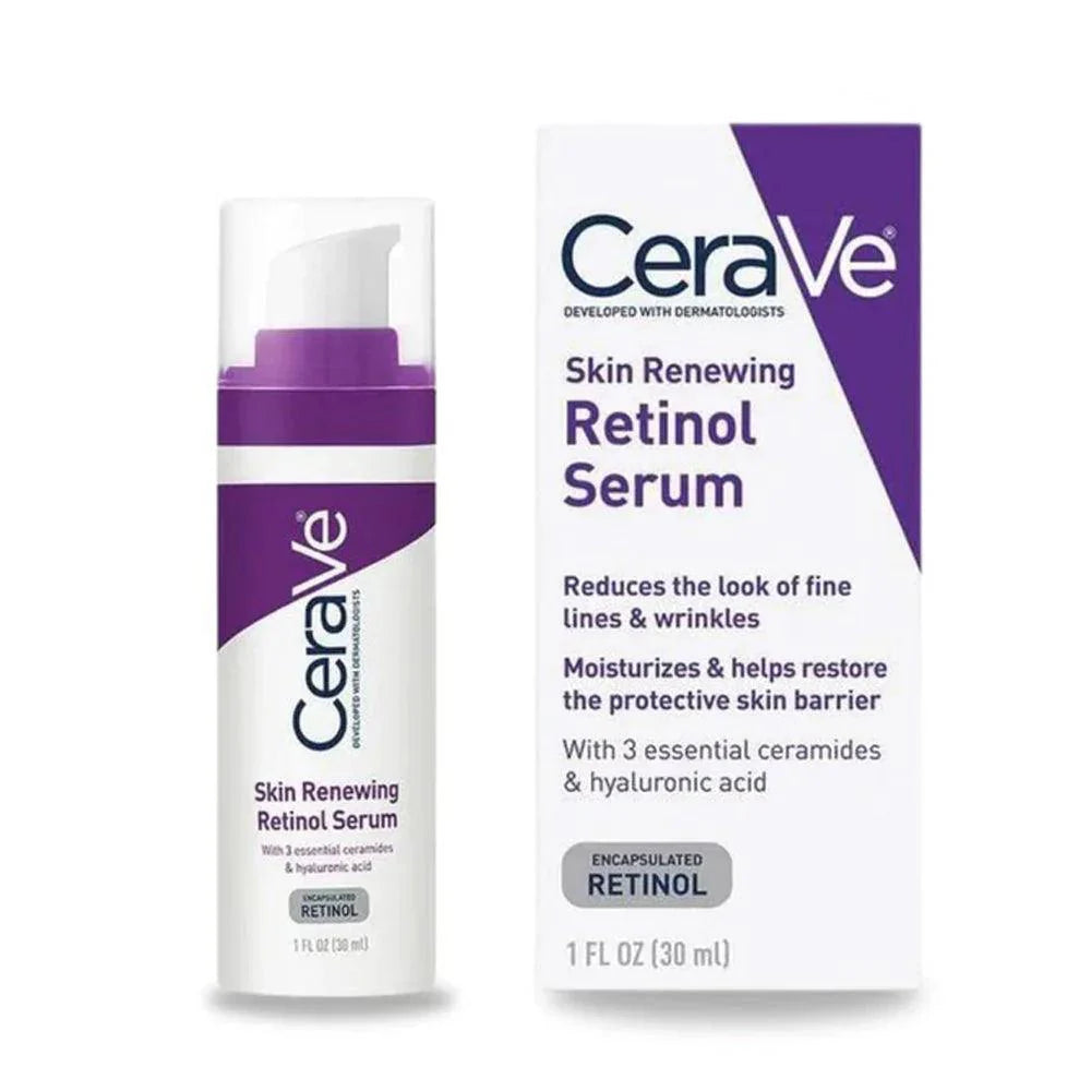 CERAVE 4-in-1 Skincare Kit | Cleanser, Night Cream, Retinol Serum & Sunscreen